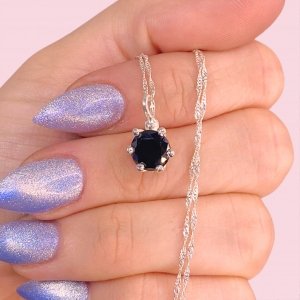 Cadena Singapur Fino Brilloso y Dije Pasante Cubic Negro Engarzado en flor Plata 925